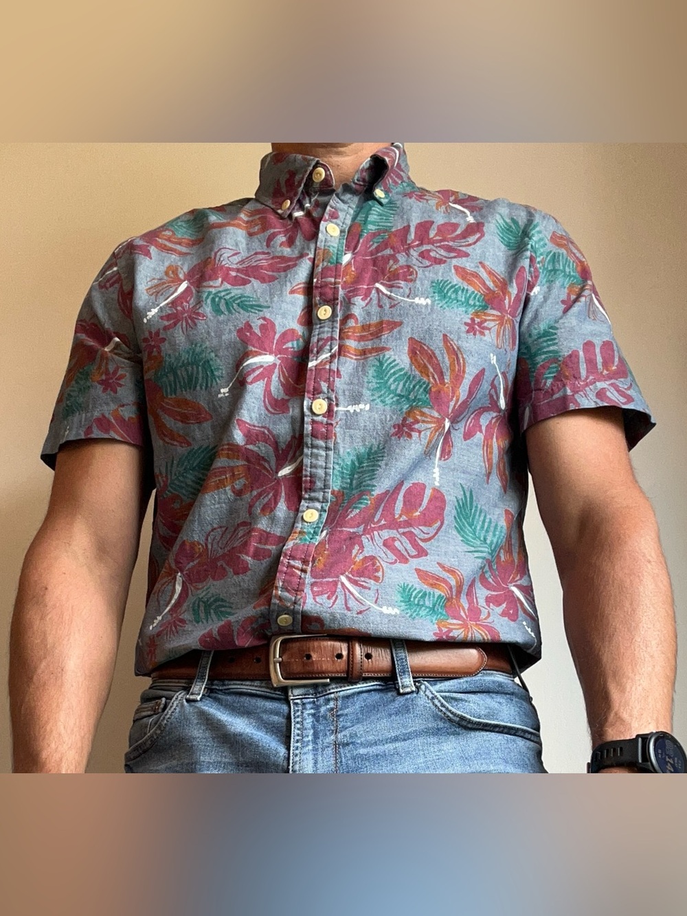 Tommy Hilfiger New York Fit Tropical Floral Hibiscus Shirt Men’s Large L